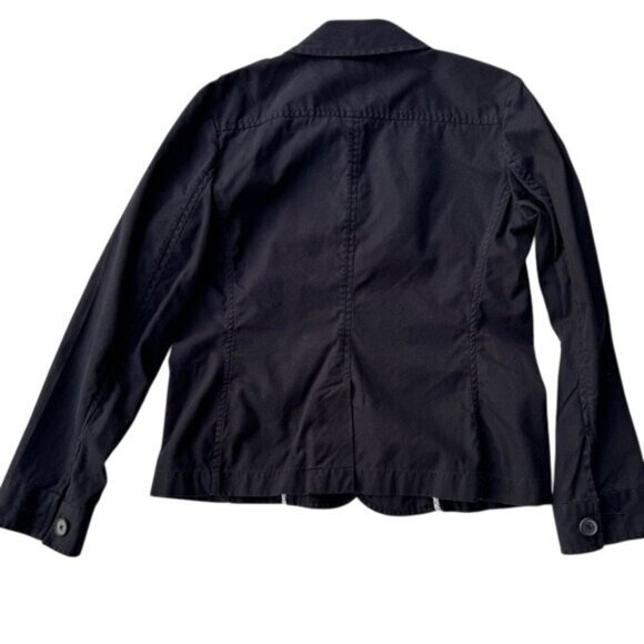 Lands End Womens Black Cotton Jacket With Button Pockets Size 10P - Picture 3 of 3